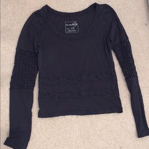 Free People cropped charcoal long sleeve tee
